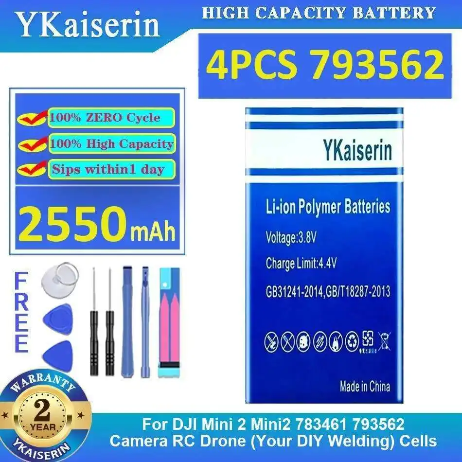 Батарея дрона 2550 мАч для Dji Mini 2 Mini2 783461 793562 Камера RC Сварка своими руками 4 шт. 
Батарея дрона 2550 мАч для Dji Mini 2 Mini2 783461 793562 Камера RC Сварка своими руками 4 шт.