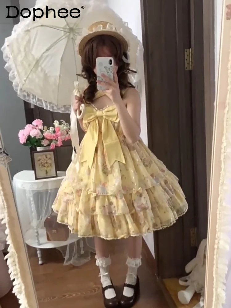 Cute Girl Doll Feeling Lolita Jsk Suspender Dress 2026 Summer NewJapanese Original Sweet Bow Princess Fluffy Dress
Cute Girl Doll Feeling Lolita Jsk Suspender Dress 2026 Summer NewJapanese Original Sweet Bow Princess Fluffy Dress