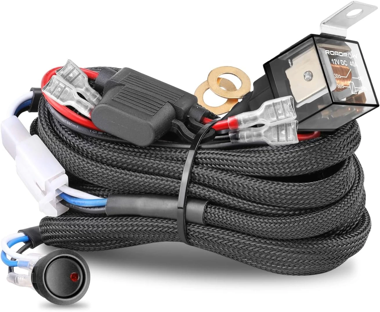 Wiring Harness 2 Lead 12V 40A Rocker Switch Relay Fuse Nylon Wiring Harness Kit for LED Light Bar Driving for Truck UTV ATV Boat
Wiring Harness 2 Lead 12V 40A Rocker Switch Relay Fuse Nylon Wiring Harness Kit for LED Light Bar Driving for Truck UTV ATV Boat