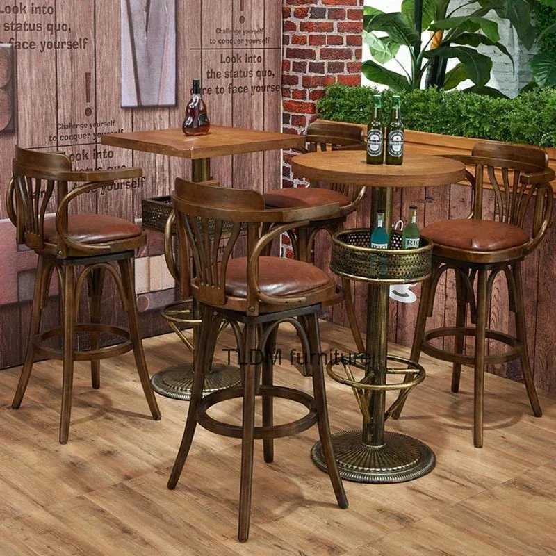 American Retro Solid Wood Bar Chairs Home Cafe High Home Stools Creative Restaurant Clear Simple Swivel Armchairs Bar Furniture
American Retro Solid Wood Bar Chairs Home Cafe High Home Stools Creative Restaurant Clear Simple Swivel Armchairs Bar Furniture