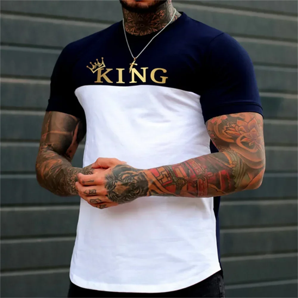 T-shirt for Men Letter King O-neck Men Top Daily Casual Clothing Vintage Sportswear Loose Oversized Clothes Trend Short Sleeves
T-shirt for Men Letter King O-neck Men Top Daily Casual Clothing Vintage Sportswear Loose Oversized Clothes Trend Short Sleeves