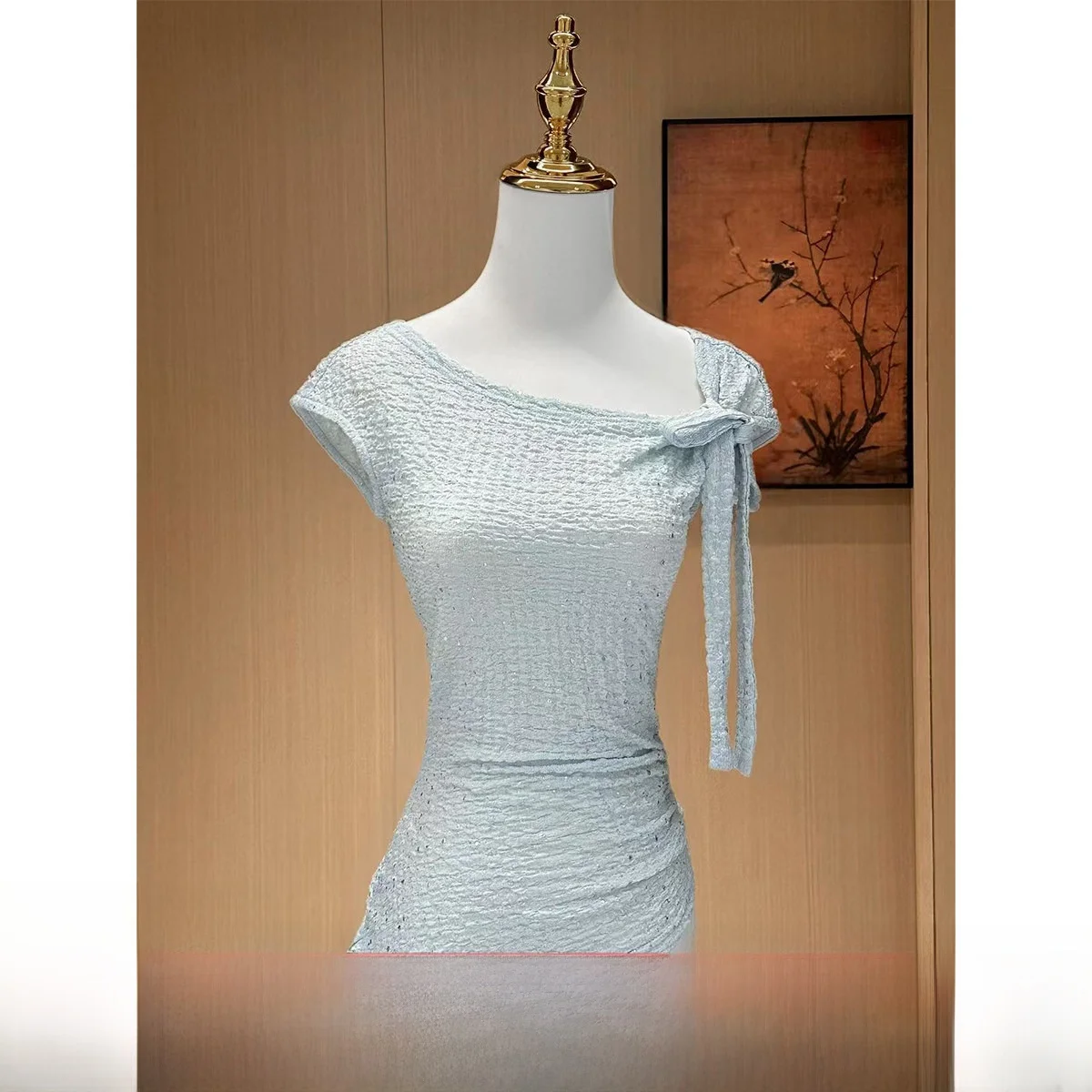 Новинка: Летний женский топ Sy Pure Desire Bubble Sweet Design, светло-голубой, плиссированный, из мягкого полиэстера, с круглым вырезом
Новинка: Летний женский топ Sy Pure Desire Bubble Sweet Design, светло-голубой, плиссированный, из мягкого полиэстера, с круглым вырезом