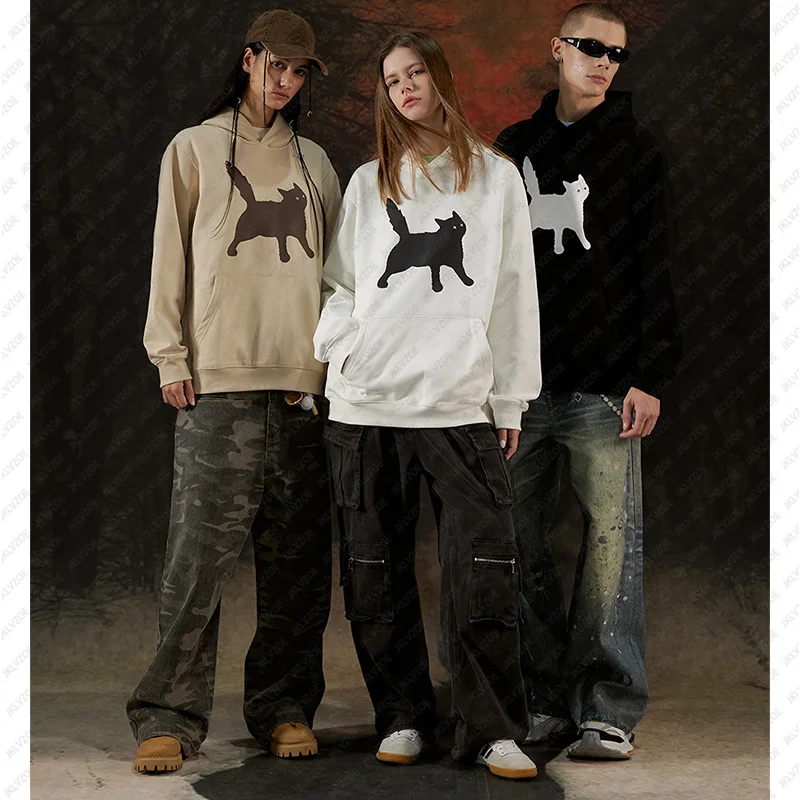 Spring And Autumn Street Trend Hoodie Women's Sweat Scratch Silhouette Cat Print Hoodie Couple Heavyweight Loose Casual Tops Men
Spring And Autumn Street Trend Hoodie Women's Sweat Scratch Silhouette Cat Print Hoodie Couple Heavyweight Loose Casual Tops Men