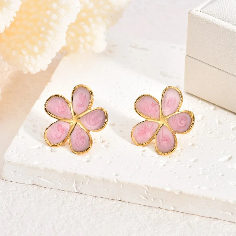 New Cute Plum Flower Stud Earrings, Asymmetrical Stainless Steel Earrings, Casual Plain Design, All Seasons Jewelry
New Cute Plum Flower Stud Earrings, Asymmetrical Stainless Steel Earrings, Casual Plain Design, All Seasons Jewelry