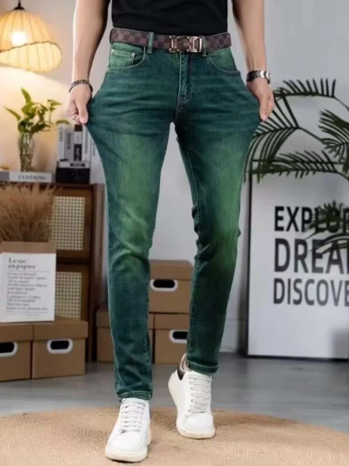 Eeni Slim Fit мужские джинсы эластичные прямые повседневные брюки со средней талией хлопковые эластичные джинсовые молодежные модные износостойкие
Eeni Slim Fit мужские джинсы эластичные прямые повседневные брюки со средней талией хлопковые эластичные джинсовые молодежные модные износостойкие