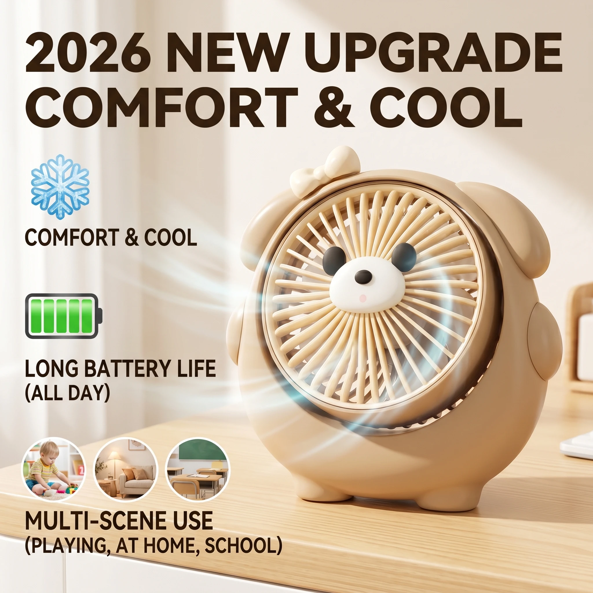 2026 New Upgrade Cartoon Bear Small Fan USB Charging Strong Wind Handheld Mini Portable Convenient Student Desk Children's Stron
2026 New Upgrade Cartoon Bear Small Fan USB Charging Strong Wind Handheld Mini Portable Convenient Student Desk Children's Stron