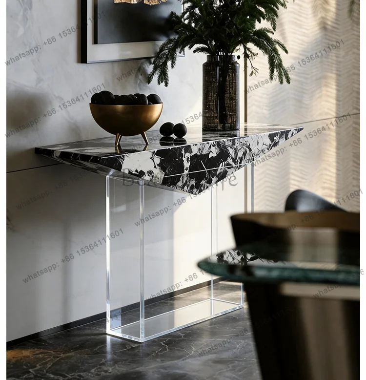 Italian minimalist entrance platform light luxury against the wall rock slab acrylic creative desk
Italian minimalist entrance platform light luxury against the wall rock slab acrylic creative desk