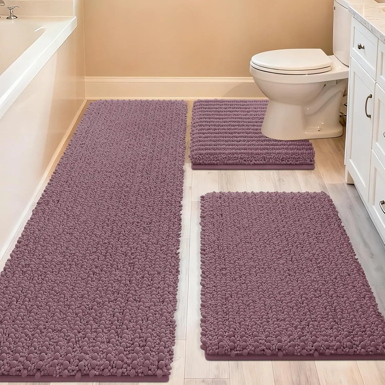 Extra Large Mauve Bathroom Rug Set 3 Pieces Ultra Soft, Thick Absorbent Bath Mats, Non Slip Chenille Toilet Mat
Extra Large Mauve Bathroom Rug Set 3 Pieces Ultra Soft, Thick Absorbent Bath Mats, Non Slip Chenille Toilet Mat