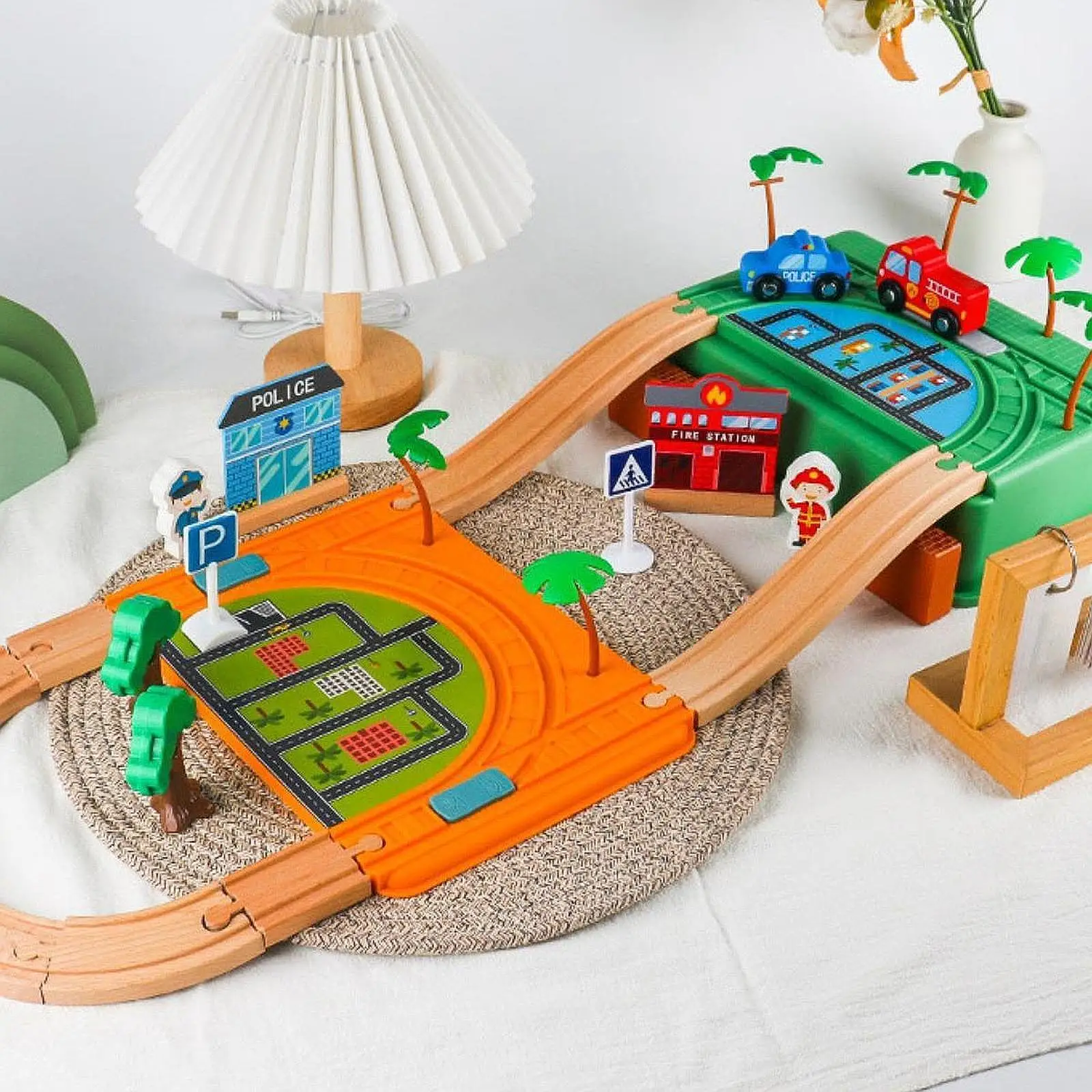 Wooden Track Set Train Playset Toy, Interactive, Police Car City Train Set for Kids, Railway Kits for Ages 3+ Holiday Present
Wooden Track Set Train Playset Toy, Interactive, Police Car City Train Set for Kids, Railway Kits for Ages 3+ Holiday Present