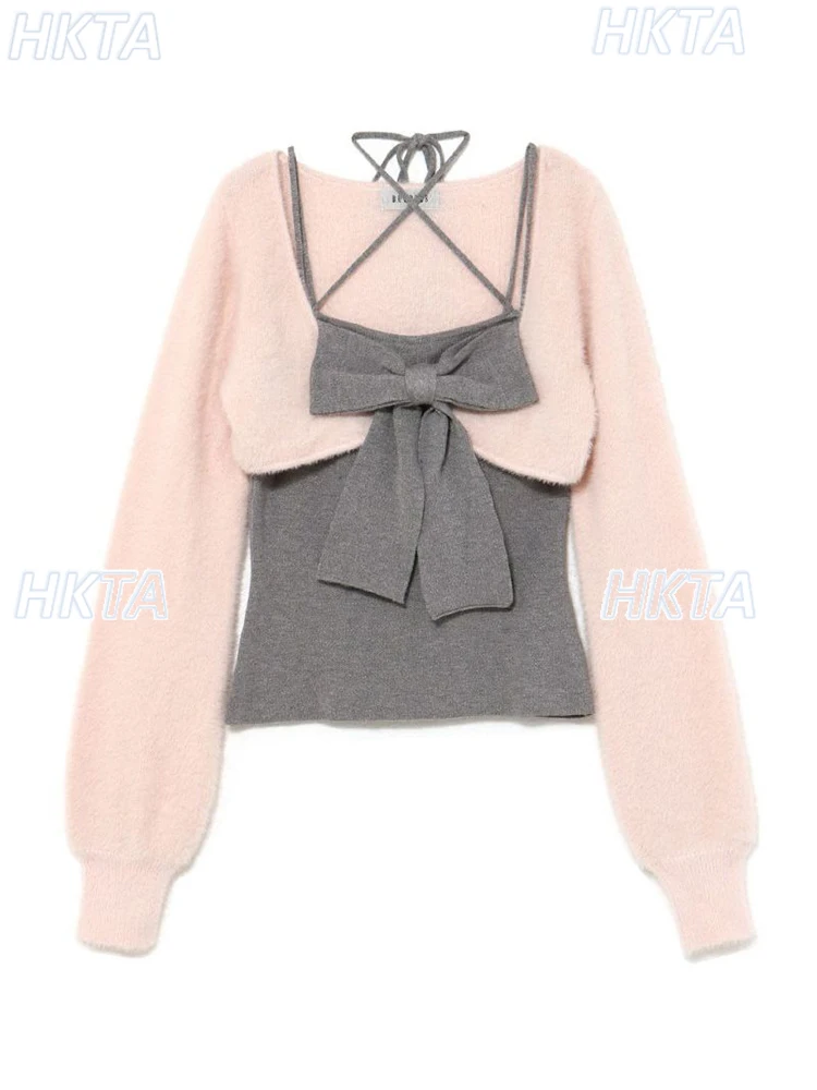 Japanese Style Sweater Women Sweet Chest Three-Dimensional Bow Decoration Lace-Up Knitted Long Sleeve Sweater Pullover Female
Japanese Style Sweater Women Sweet Chest Three-Dimensional Bow Decoration Lace-Up Knitted Long Sleeve Sweater Pullover Female