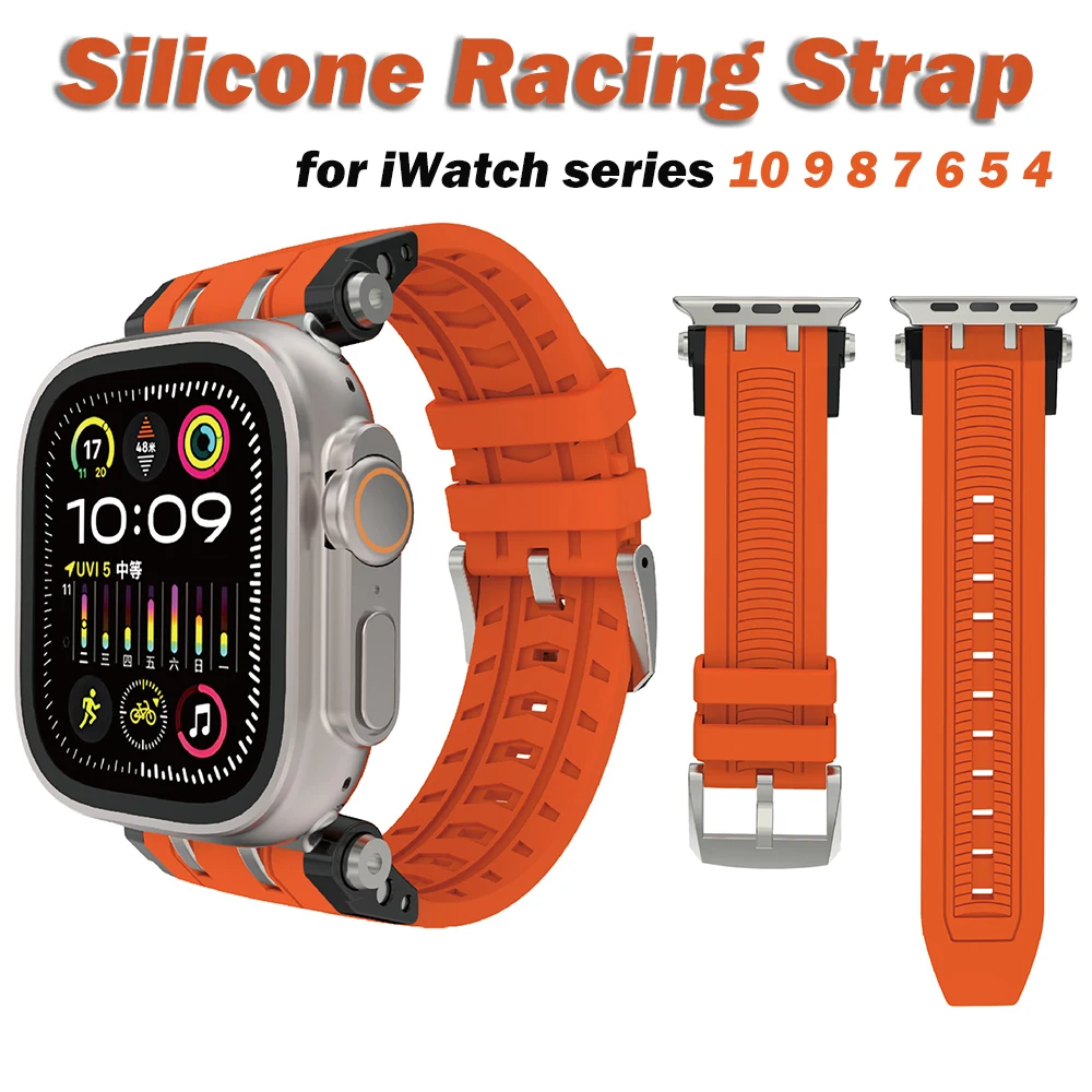 Racing Silicone Strap for Apple Watch Series 10 9 8 7 6 5 4 3 SE Ultra1/2 Band Bracelet for iWatch 49mm 46mm 45mm 42mm Correa
Racing Silicone Strap for Apple Watch Series 10 9 8 7 6 5 4 3 SE Ultra1/2 Band Bracelet for iWatch 49mm 46mm 45mm 42mm Correa
