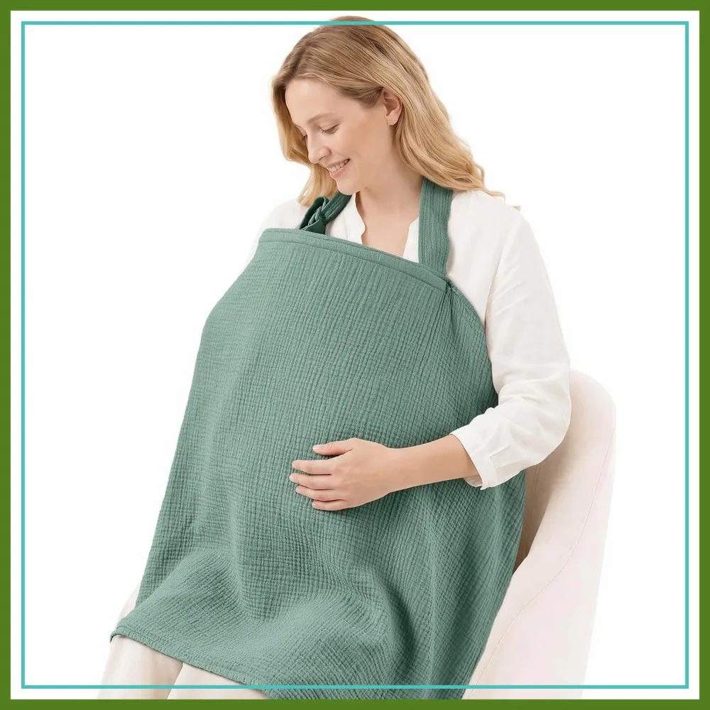 Breathable Muslin Nursing Cover for Breastfeeding, Adjustable Arch Neckline, Nursing Apron for Women, Roman Green
Breathable Muslin Nursing Cover for Breastfeeding, Adjustable Arch Neckline, Nursing Apron for Women, Roman Green