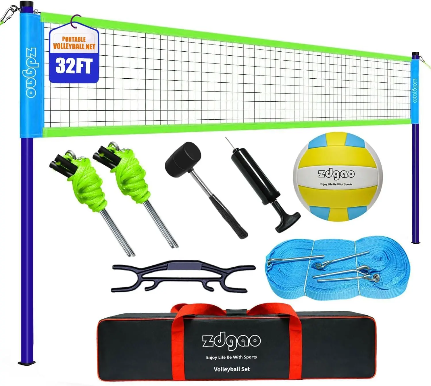 Portable Volleyball Set for Backyard - Official Size Net, Poles, Ball, Pump, Boundary Line, Carry Bag
Portable Volleyball Set for Backyard - Official Size Net, Poles, Ball, Pump, Boundary Line, Carry Bag