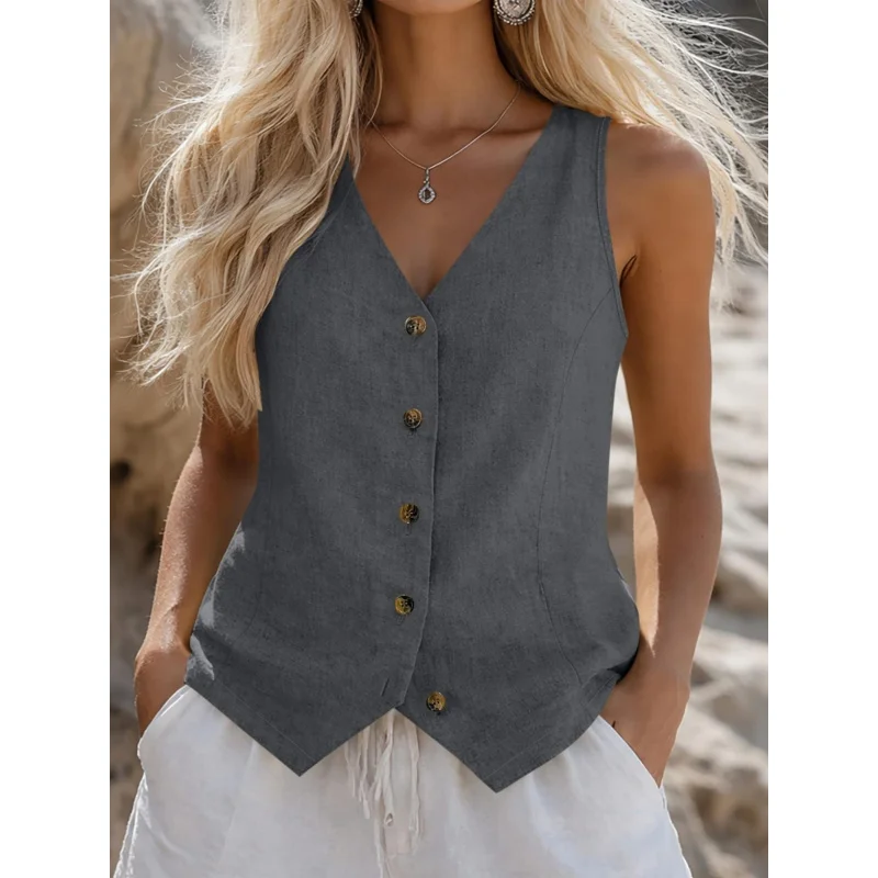 Women'S Summer Top Trendy Solid Color Button Off Shoulder Sleeveless Shirt Casual Loose Fitted Sofy Comfy
Women'S Summer Top Trendy Solid Color Button Off Shoulder Sleeveless Shirt Casual Loose Fitted Sofy Comfy