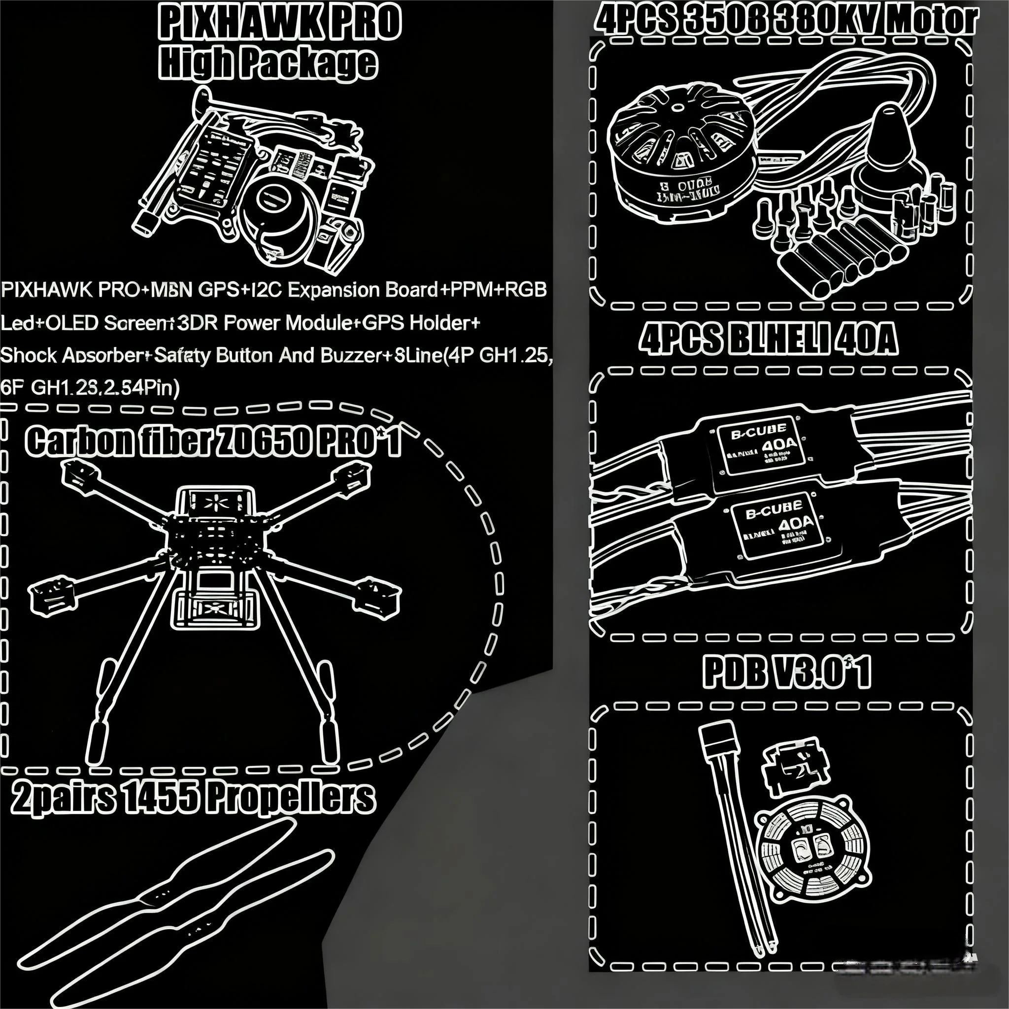 Angeltoy ZD650 PRO 650 мм Ardupilot Pixhawk Карбоновая рама квадрокоптера FPV Quad с посадочным двигателем из углеродного волокна ESC 40A
Angeltoy ZD650 PRO 650 мм Ardupilot Pixhawk Карбоновая рама квадрокоптера FPV Quad с посадочным двигателем из углеродного волокна ESC 40A