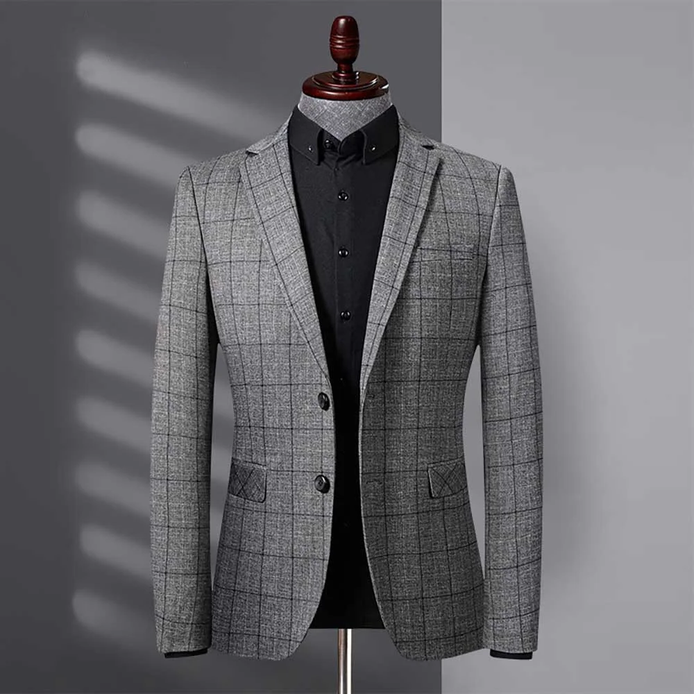 Business New Trendy Suit Blazer Men Casual Slim Jacket Plaid Banquet Office Wedding Man Clothing
Business New Trendy Suit Blazer Men Casual Slim Jacket Plaid Banquet Office Wedding Man Clothing