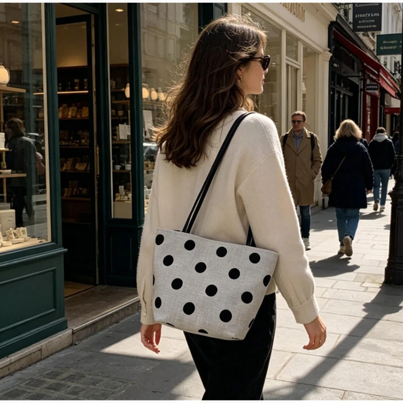 Korean Style Polka Dot Tote Bag 2026 Summer New Casual Trendy Handbag Commuter Retro Underarm Bag Large Capacity Shoulder Bag
Korean Style Polka Dot Tote Bag 2026 Summer New Casual Trendy Handbag Commuter Retro Underarm Bag Large Capacity Shoulder Bag