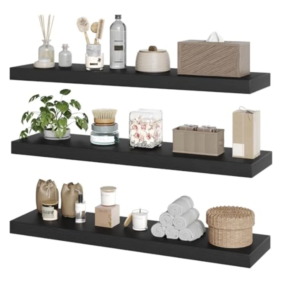 Floating Shelves for Wall 1.5 Thick Wood Black Invisible Brackets Set of 3 L31.5 x W7.9 Farmhouse Home Decor for Bathroom Livin
Floating Shelves for Wall 1.5 Thick Wood Black Invisible Brackets Set of 3 L31.5 x W7.9 Farmhouse Home Decor for Bathroom Livin