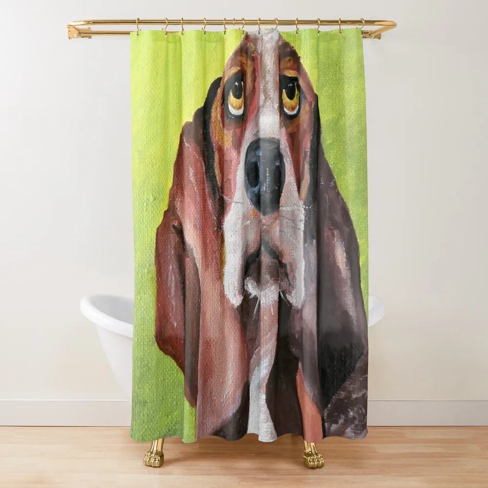 Basset hound art, Basset hound illustration, Dog artwork, Pet portrait, Animal portrait Shower Curtain
Basset hound art, Basset hound illustration, Dog artwork, Pet portrait, Animal portrait Shower Curtain