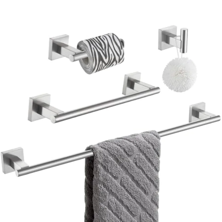 Bathroom Hardware Set, 304 Stainless Steel Bathroom Accessories 4 Pieces, Include Robe Hook, Toilet Paper Holder, Hand Towel Ho
Bathroom Hardware Set, 304 Stainless Steel Bathroom Accessories 4 Pieces, Include Robe Hook, Toilet Paper Holder, Hand Towel Ho