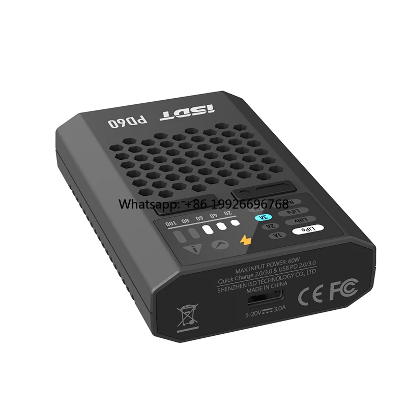 ISDT PD60 60W Type-C Fast Charger 6A LiPo LiHV LiFe 1-4S NiMH/Cd Balance Charger for RC Car factory 
ISDT PD60 60W Type-C Fast Charger 6A LiPo LiHV LiFe 1-4S NiMH/Cd Balance Charger for RC Car factory