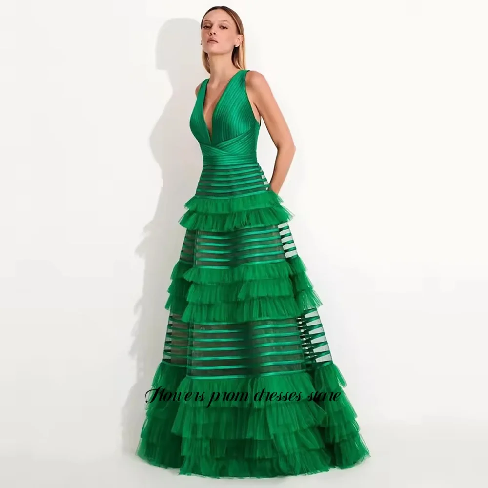 Flowers Prom A Line Evening Dresses Multilayers Green Party Dress for Women Pleats فساتين مناسبة رسمية Customized
Flowers Prom A Line Evening Dresses Multilayers Green Party Dress for Women Pleats فساتين مناسبة رسمية Customized
