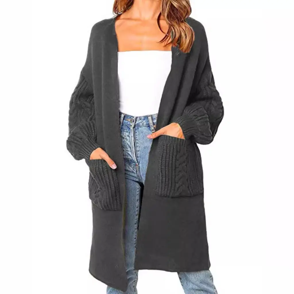 Women's V-neck Knitted Cardigan Jacket Sweater Solid Color Twist Lantern Sleeve European American Style Autumn Winter New
Women's V-neck Knitted Cardigan Jacket Sweater Solid Color Twist Lantern Sleeve European American Style Autumn Winter New