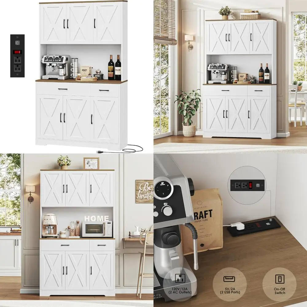 Кухонный шкаф для кладовой с зарядной станцией, высокий шкаф для хранения микроволновой печи, шкаф для кладовой в стиле фермерского дома
Кухонный шкаф для кладовой с зарядной станцией, высокий шкаф для хранения микроволновой печи, шкаф для кладовой в стиле фермерского дома