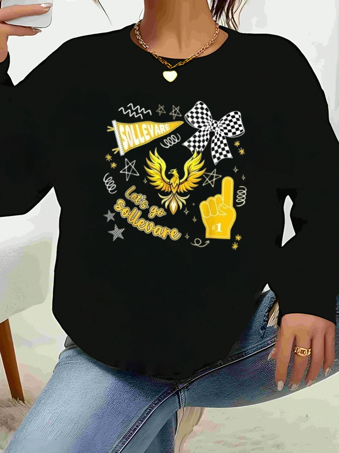 Solevare Eagle Flag Cheer Design Футболка с длинным рукавом для женщин-поклонников ко Дню игр
Solevare Eagle Flag Cheer Design Футболка с длинным рукавом для женщин-поклонников ко Дню игр