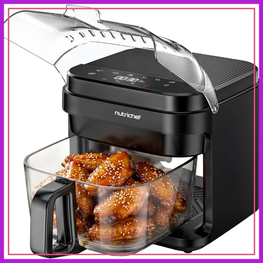 5.8 Quart Glass Air Fryer, 8-in-1 Digital Presets, Stainless Steel, Even Cooking
5.8 Quart Glass Air Fryer, 8-in-1 Digital Presets, Stainless Steel, Even Cooking