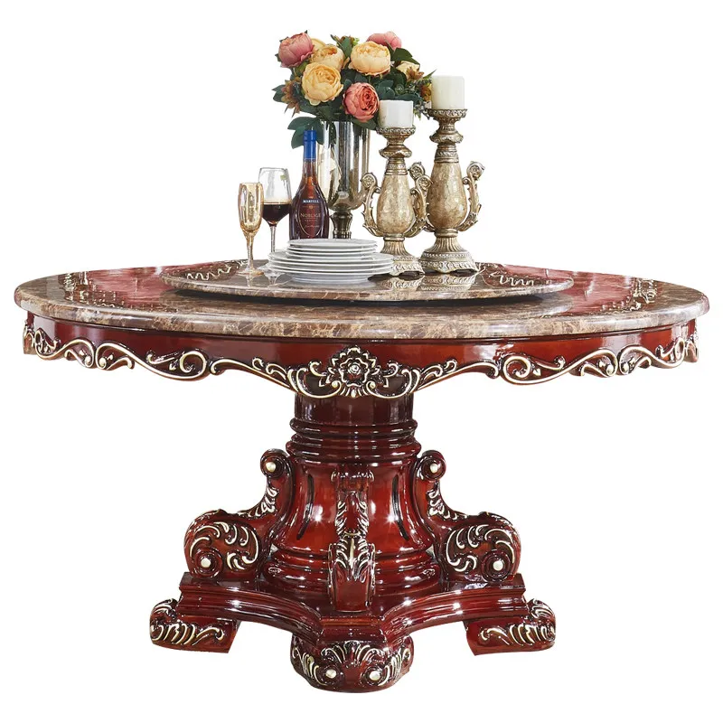 Solid wood carving flower marble round table with turntable round table hot pot table
Solid wood carving flower marble round table with turntable round table hot pot table