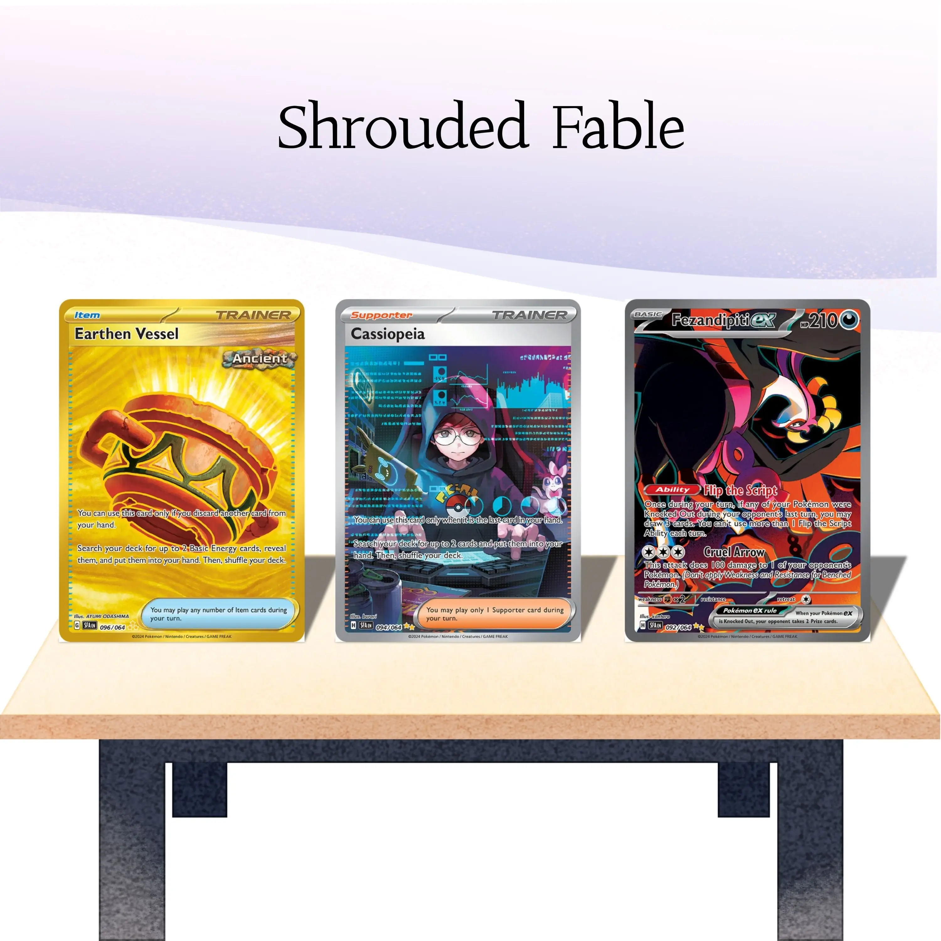 PTCG Proxy TCG Cards - Earthen Vessel/Cassiopeia/Fezandipiti ex, High-Quality Replica Trainer & Pokemon Cards
PTCG Proxy TCG Cards - Earthen Vessel/Cassiopeia/Fezandipiti ex, High-Quality Replica Trainer & Pokemon Cards