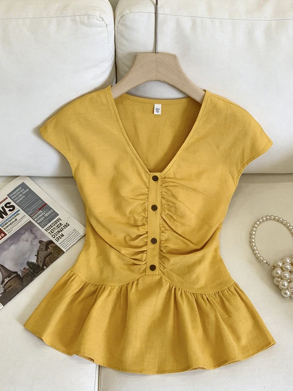 plus Size Summer New Style Slimming Effect V-Neck Pleated Waist-Cinching Top for plus Size Women Korean Design Breathable Ski...
plus Size Summer New Style Slimming Effect V-Neck Pleated Waist-Cinching Top for plus Size Women Korean Design Breathable Ski...