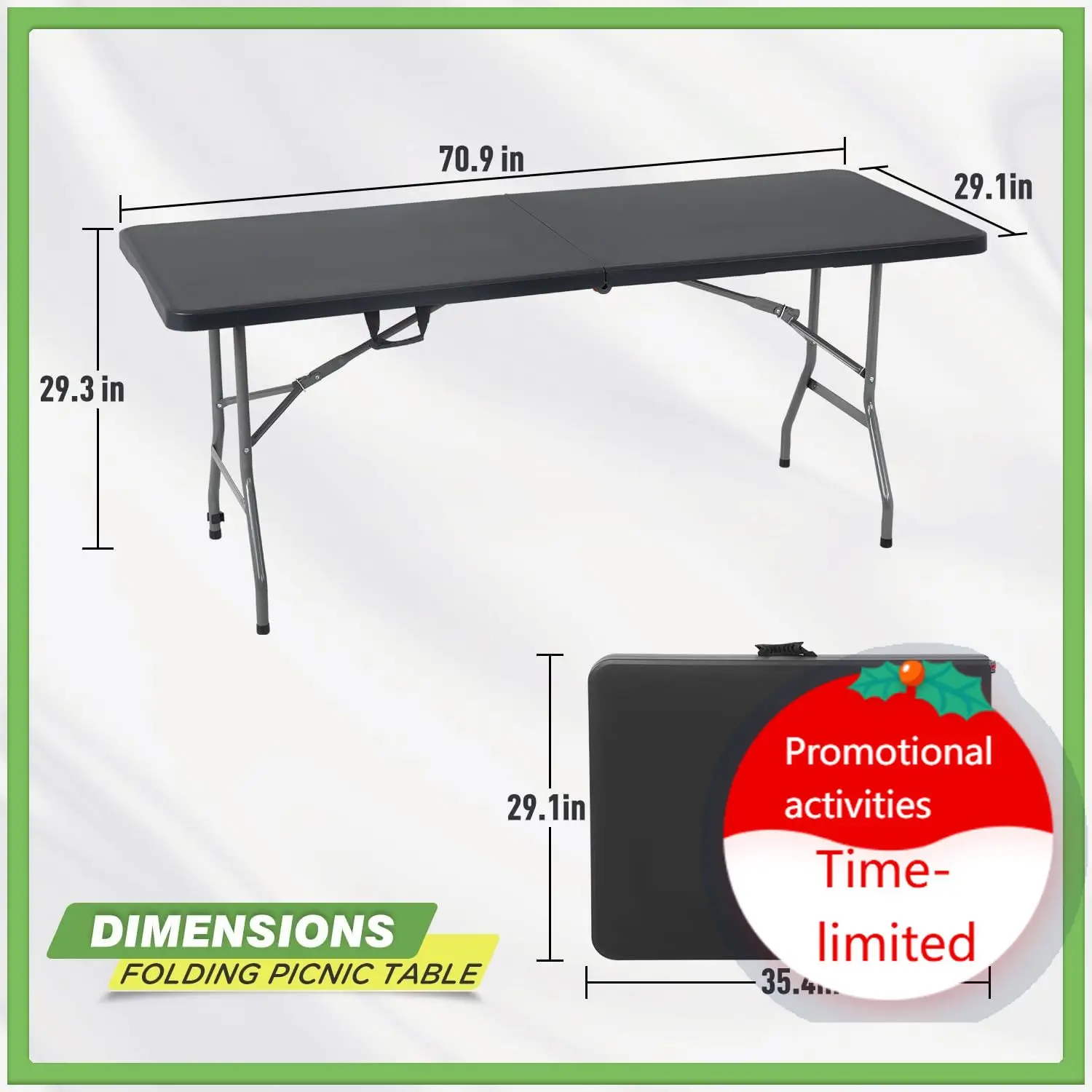 Outdoor 6 FT Folding Camping Table Plastic Table Portable Square Height Dining Table Perfect for Picnics, Parties, Party and Cam
Outdoor 6 FT Folding Camping Table Plastic Table Portable Square Height Dining Table Perfect for Picnics, Parties, Party and Cam