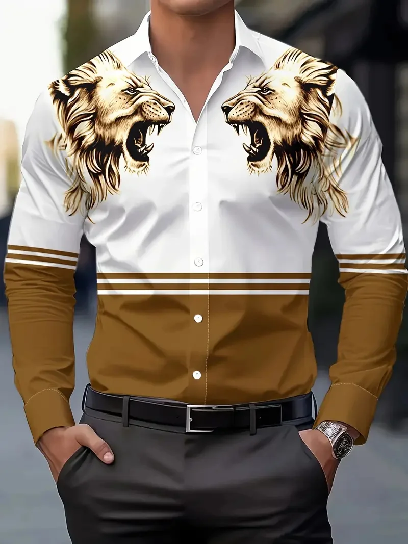 Новая мужская рубашка с рисунком льва, рубашка с принтом, уличная рубашка с длинным рукавом, модная дизайнерская уличная одежда
Новая мужская рубашка с рисунком льва, рубашка с принтом, уличная рубашка с длинным рукавом, модная дизайнерская уличная одежда