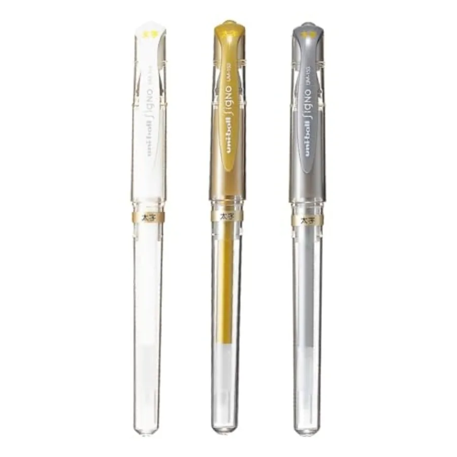 Mitsubishi Pencil Uni-Ball Signo UM-153 Bold 0.04 inch 1.0 mm,White, Gold, Silver, Set of 3
Mitsubishi Pencil Uni-Ball Signo UM-153 Bold 0.04 inch 1.0 mm,White, Gold, Silver, Set of 3