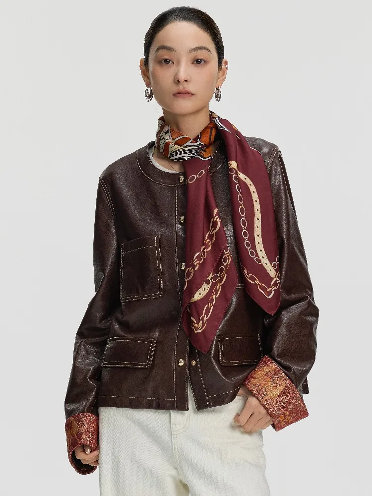 Retro Natural Sheepskin Jacket Women High Quality Real Leather Jacket Short Round Neck Long-sleeve Street Brown Sheepskin Jacket
Retro Natural Sheepskin Jacket Women High Quality Real Leather Jacket Short Round Neck Long-sleeve Street Brown Sheepskin Jacket