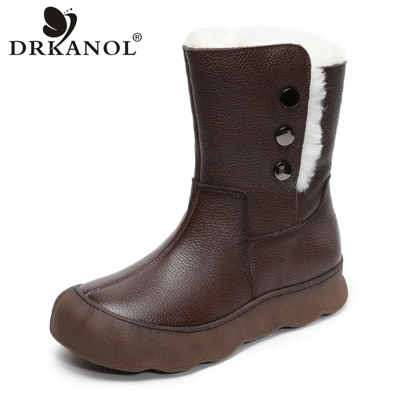 DRKANOL Women Snow Boots Winter Fluffy Plush Thick Sole Platform Flat Warm Mid Calf Boots Casual Genuine Leather Cotton Boots
DRKANOL Women Snow Boots Winter Fluffy Plush Thick Sole Platform Flat Warm Mid Calf Boots Casual Genuine Leather Cotton Boots