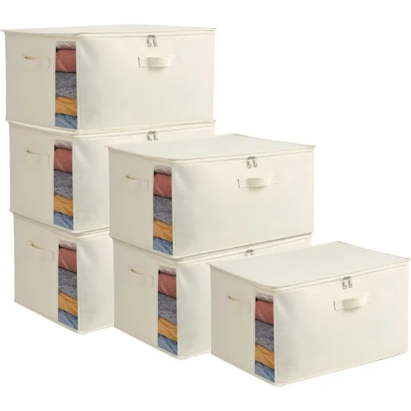 6-Pack Large Canvas Comforter Storage Bags Closet Organizer for Clothes Sweater Clothes Organizer with Dual Zipper Three
6-Pack Large Canvas Comforter Storage Bags Closet Organizer for Clothes Sweater Clothes Organizer with Dual Zipper Three