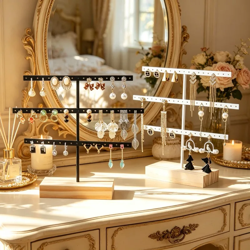 Solid Wood & Iron Earring Display Stand, 3-Tier 52 Holes Vertical Earring Organizer Rack
Solid Wood & Iron Earring Display Stand, 3-Tier 52 Holes Vertical Earring Organizer Rack
