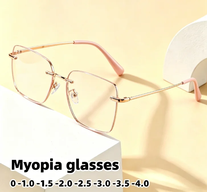 Simple Rimless Myopia Glasses for Unisex Retro Clear Frame Prescription Eyeglasses Anti Blue Light Multiple Diopters 0 To -4.0
Simple Rimless Myopia Glasses for Unisex Retro Clear Frame Prescription Eyeglasses Anti Blue Light Multiple Diopters 0 To -4.0
