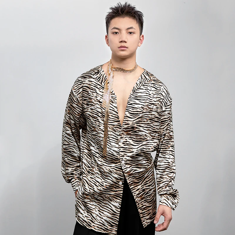 New Latin Dance Performance Costumes For Men Long Sleeved Animal Print Shirts Adult Chacha Rumba Latin Dance Clothing DQS13980
New Latin Dance Performance Costumes For Men Long Sleeved Animal Print Shirts Adult Chacha Rumba Latin Dance Clothing DQS13980