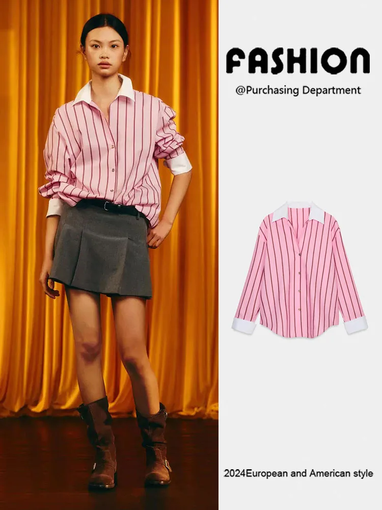 Spring New Arrival Loose Long Sleeve Collared Striped Shirt ZA2026 Women's Fashion Elegant Style Casual Outerwear
Spring New Arrival Loose Long Sleeve Collared Striped Shirt ZA2026 Women's Fashion Elegant Style Casual Outerwear