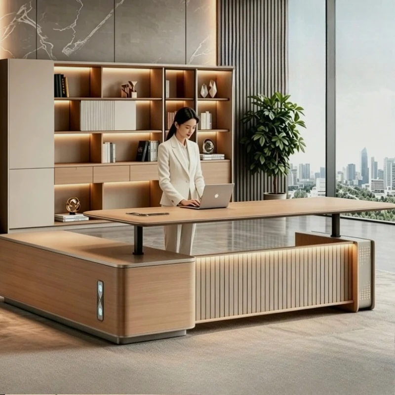 Simple modern luxury lifting boss table smart electric desk office desks and workstations computer adjustable table furniture
Simple modern luxury lifting boss table smart electric desk office desks and workstations computer adjustable table furniture
