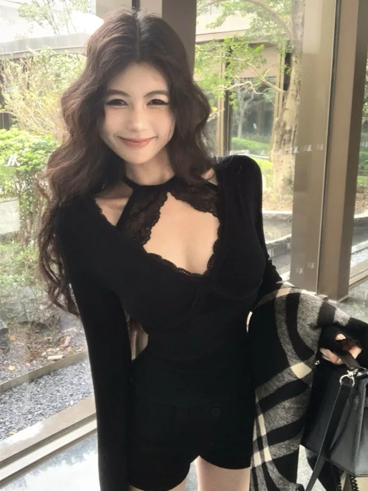 Sexy Spicy V-Neck Long Sleeve Lace Trim Tight Fit Short T-Shirt Women's Base Layer Top Korean Style Knitted mid Waist Autumn ...
Sexy Spicy V-Neck Long Sleeve Lace Trim Tight Fit Short T-Shirt Women's Base Layer Top Korean Style Knitted mid Waist Autumn ...