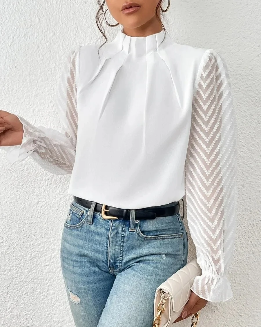 Autumn Elegant Ladies Office Shirt Tops Fashion Lace Long Sleeve T-Shirts Chiffon Shirts
Autumn Elegant Ladies Office Shirt Tops Fashion Lace Long Sleeve T-Shirts Chiffon Shirts