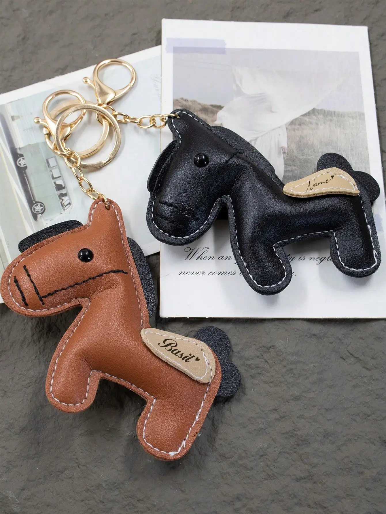 Personalized Leather Horse Keychain With Custom Name, Fashion Bag Charm Gift For Adults
Personalized Leather Horse Keychain With Custom Name, Fashion Bag Charm Gift For Adults