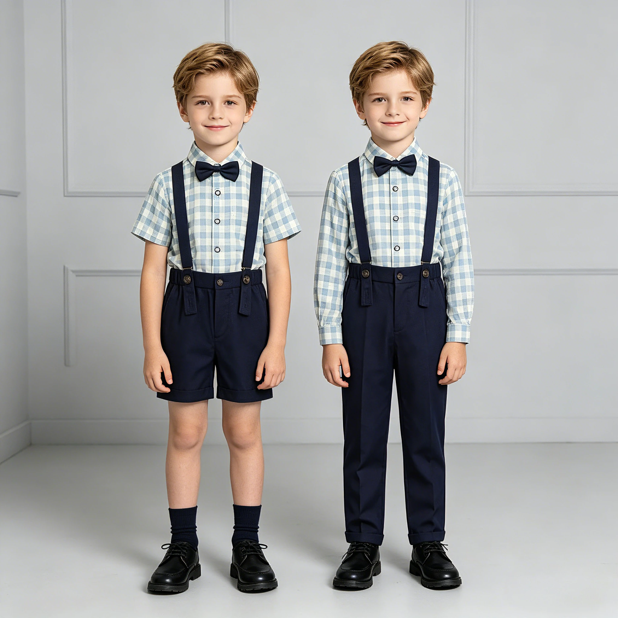 Boys Plaid Shirt Suspender Pants Outfit Casual Kids Gentleman Clothes Short Sleeve Summer Wedding Birthday Party Daily Wear Set
Boys Plaid Shirt Suspender Pants Outfit Casual Kids Gentleman Clothes Short Sleeve Summer Wedding Birthday Party Daily Wear Set