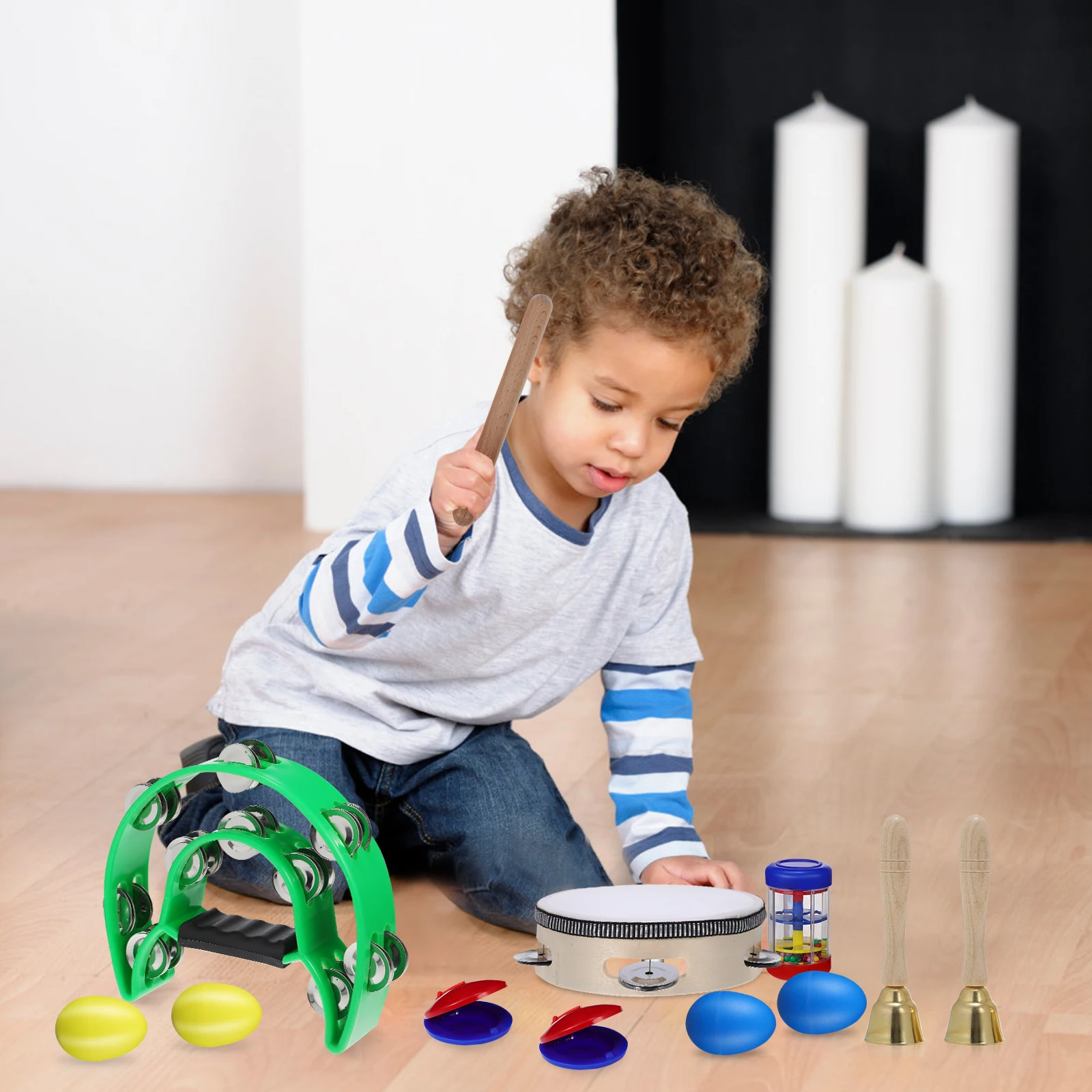 14 Pcs Backpack Percussion Instrument Set Tambourine Drum Metal Kids Instruments
14 Pcs Backpack Percussion Instrument Set Tambourine Drum Metal Kids Instruments
