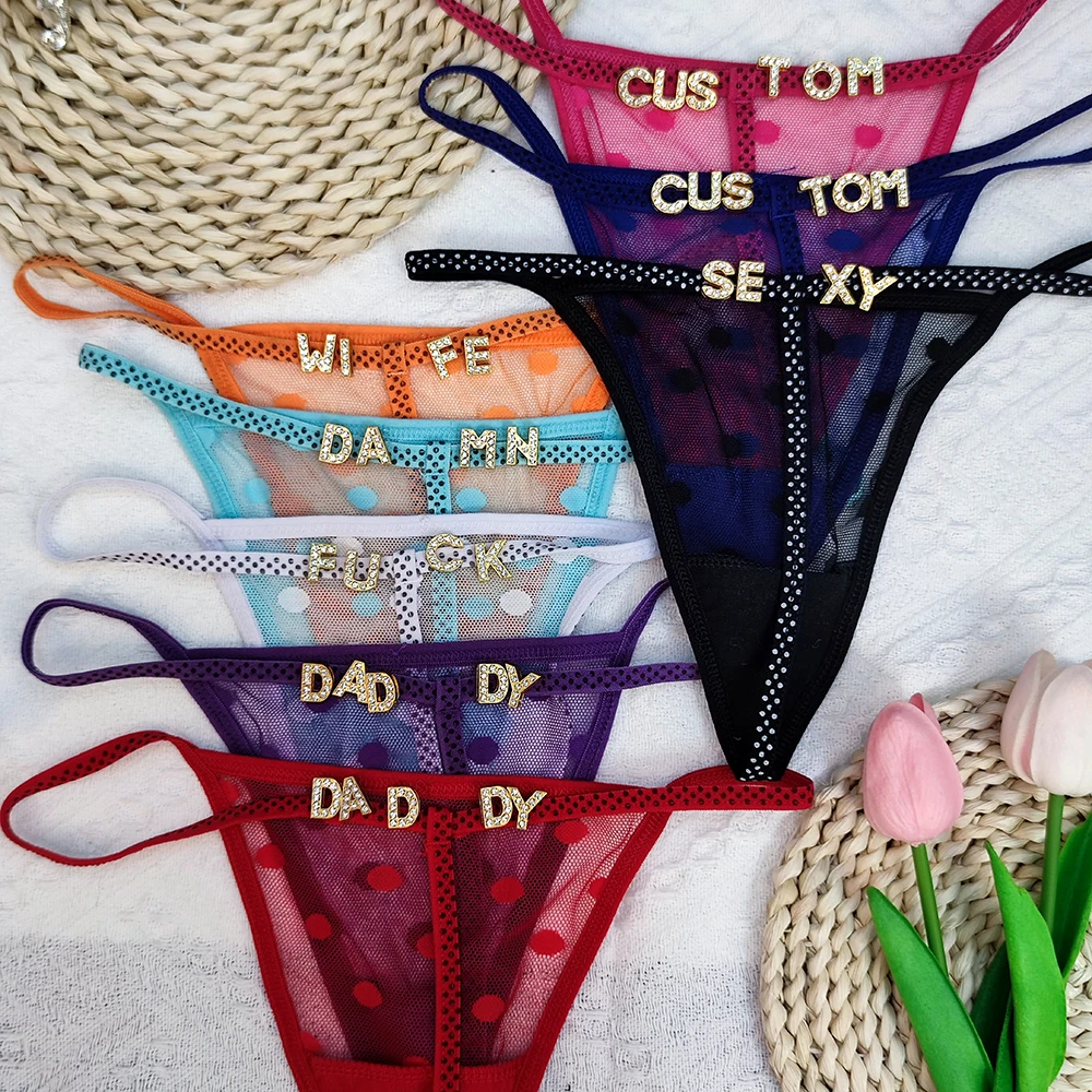 Custom Thong Panties with Name DIY Rhinestone Letter Thongs Sexy Customized Underwear Sexy G-String Personalized Girl Gift
Custom Thong Panties with Name DIY Rhinestone Letter Thongs Sexy Customized Underwear Sexy G-String Personalized Girl Gift